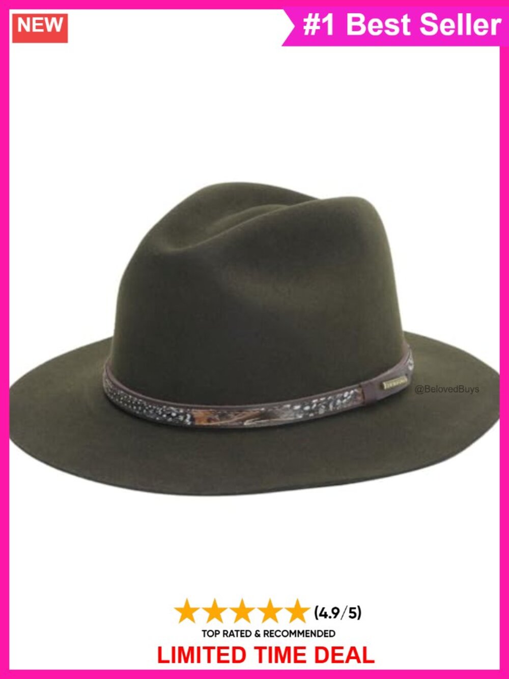 Stetson Jackson Fur Blend Fedora Outdoor Hunting Hat